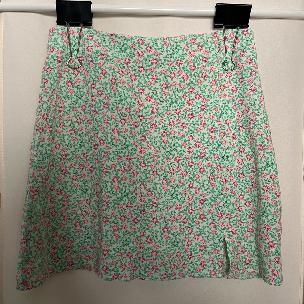 Primark Pink & Mint Floral Mini Skirt